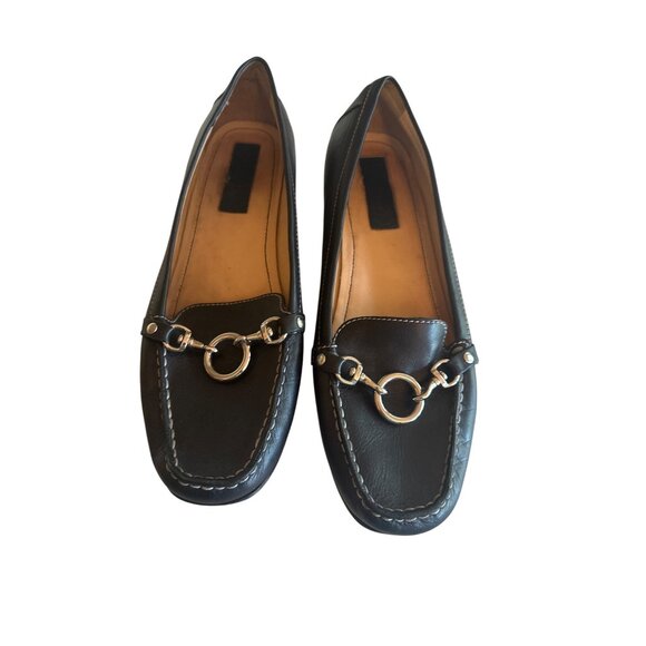 Coach Womens Black Leather Horse Bit Loafers Size 11 Classic Traditional Career - Picture 1 of 5